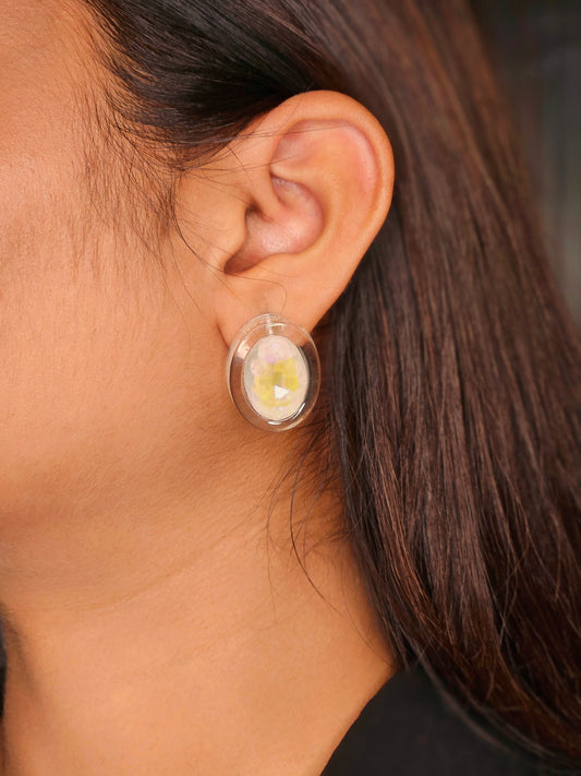 circle shape yellow trending earring /western earring