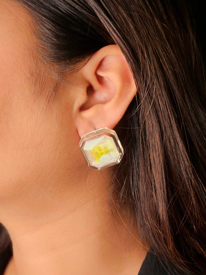 round shape light yellow scatter acrylic earring