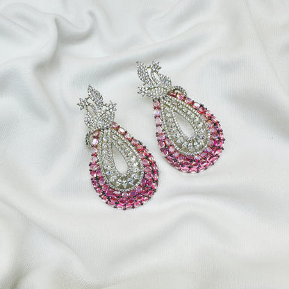 AD Pink Stone Choker Necklace Set -Kavipushp Blings