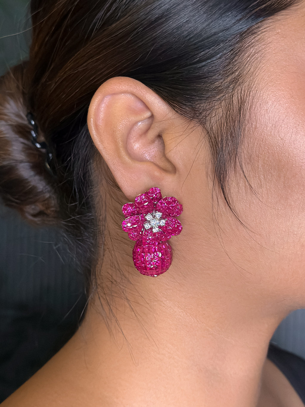 Emerald WHITE STONE Pink Drop Earrings for Girls – Diamond Studded