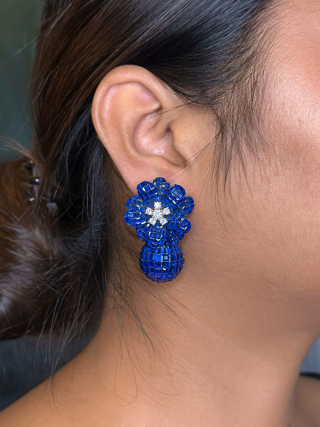 Emerald WHITE STONE Blue Drop Earrings for Girls – Diamond Studded