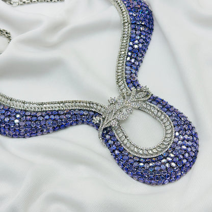 AD Purple Stone Choker Necklace Set -Kavipushp Blings
