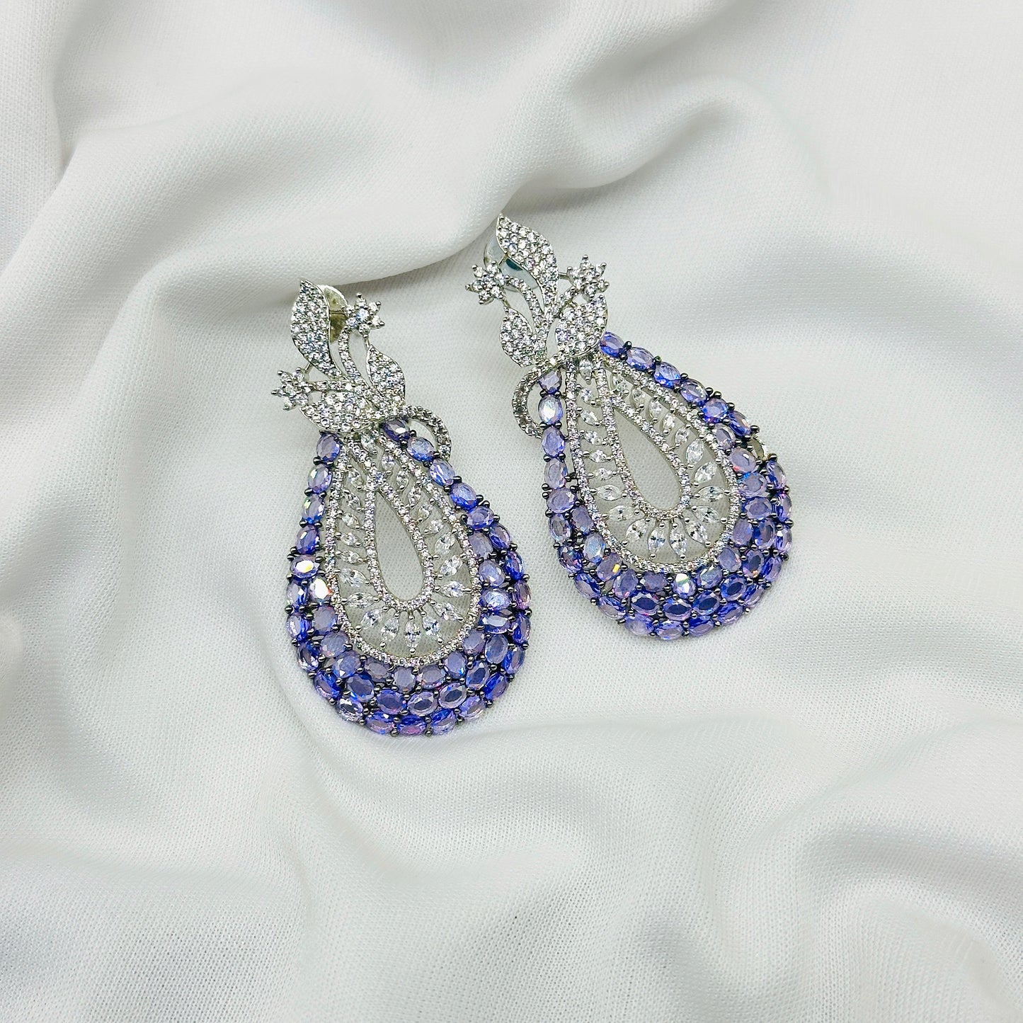 AD Purple Stone Choker Necklace Set -Kavipushp Blings