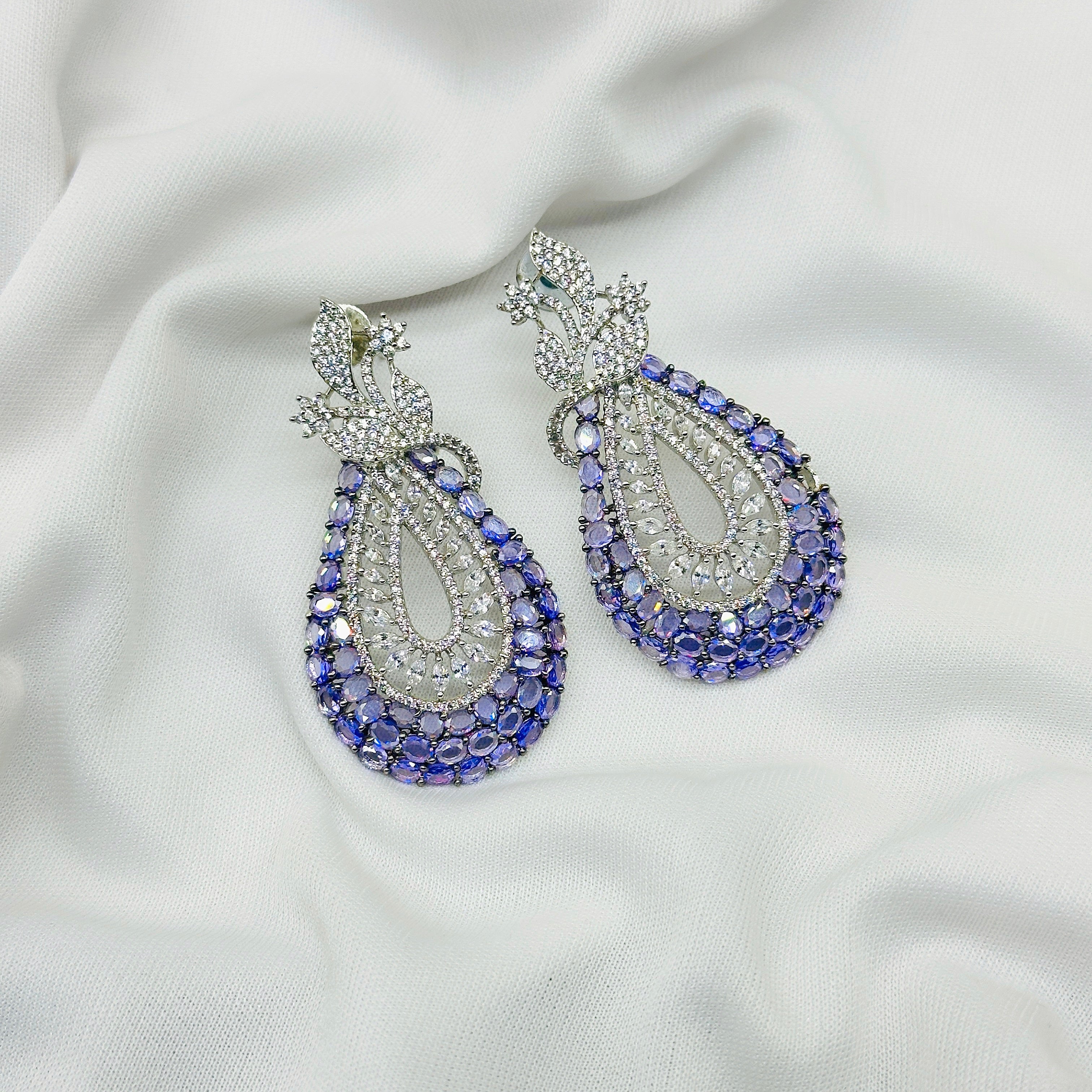 AD Purple Stone Choker Necklace Set -Kavipushp Blings