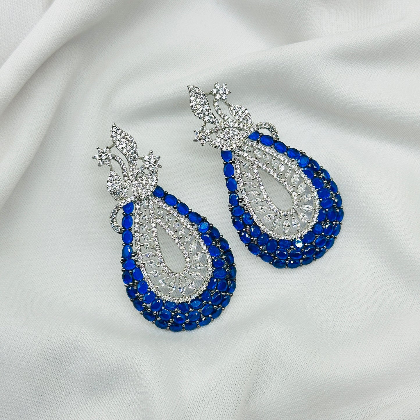AD Blue Stone Choker Necklace Set -Kavipushp Blings