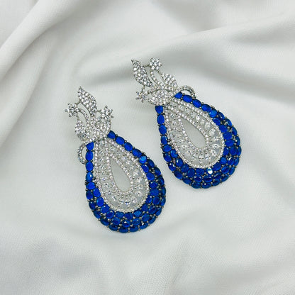 AD Blue Stone Choker Necklace Set -Kavipushp Blings