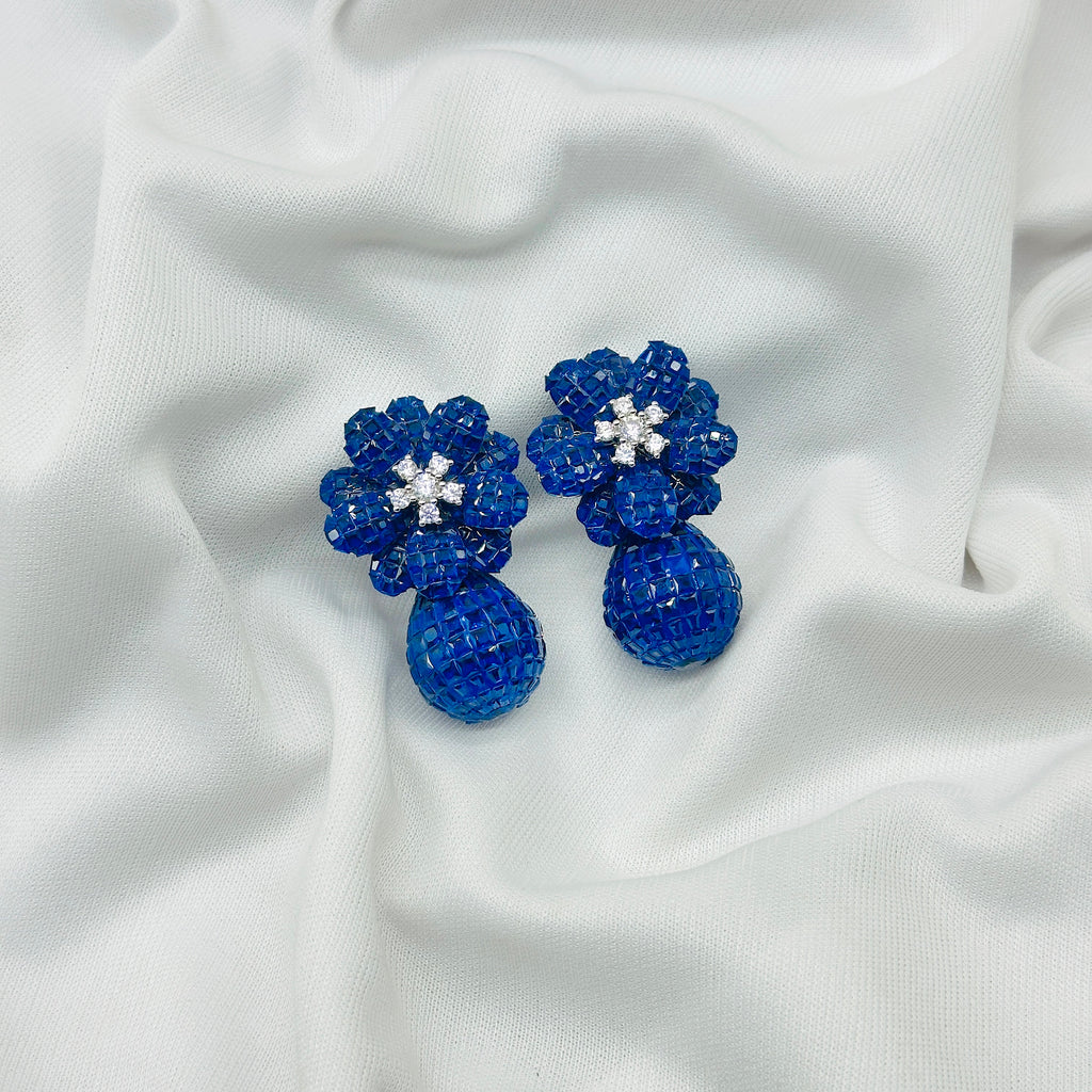 Emerald WHITE STONE Blue Drop Earrings for Girls – Diamond Studded