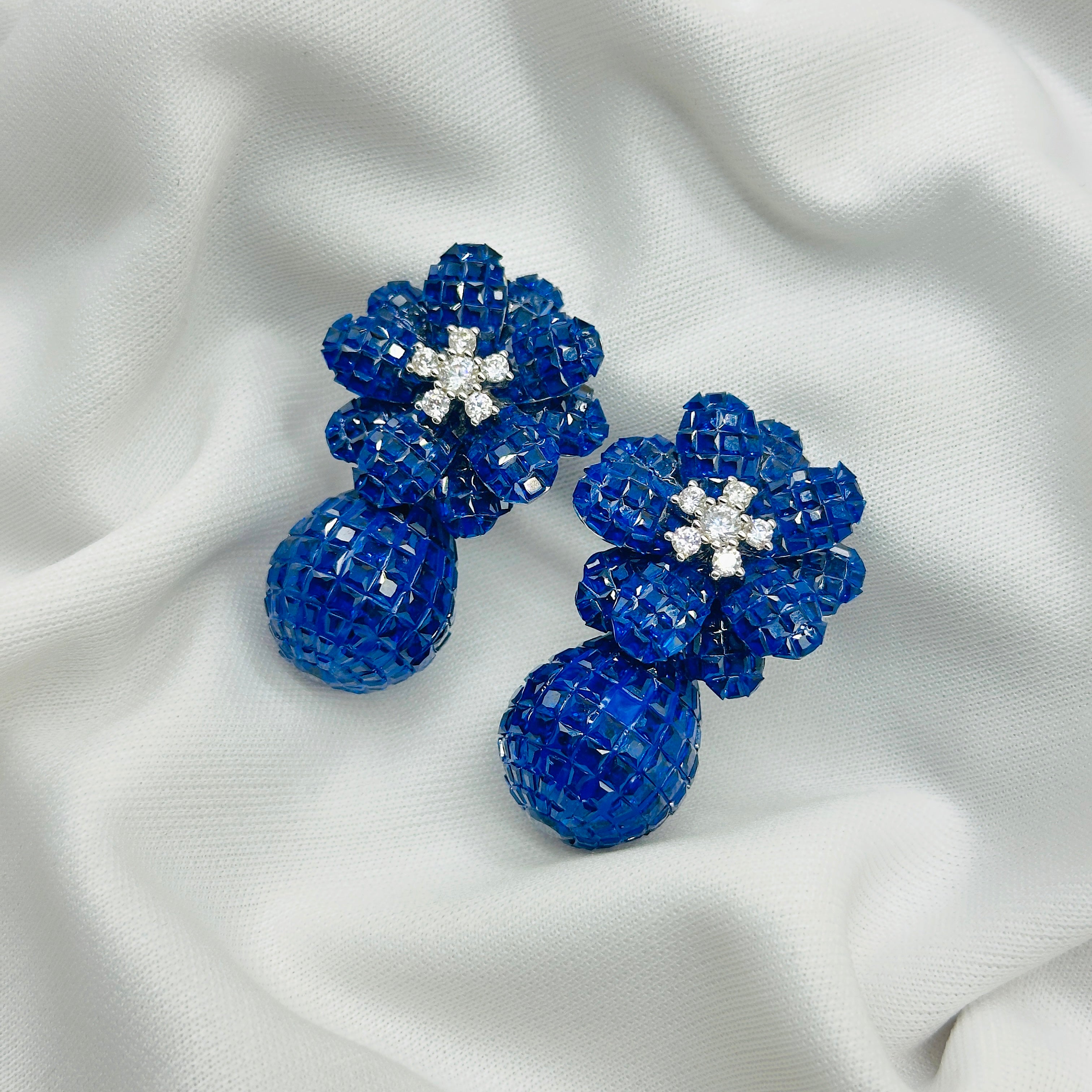 Emerald WHITE STONE Blue Drop Earrings for Girls – Diamond Studded