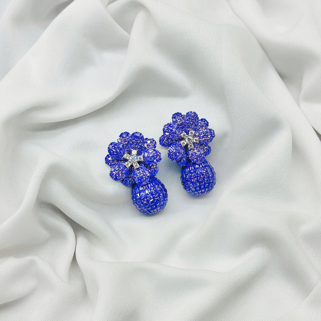 Emerald WHITE STONE Purple Drop Earrings for Girls – Diamond Studded