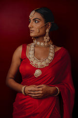 2 LAYER PANDENT CHOKER RUBAROO BRIDAL SET - KAVIPUSHP