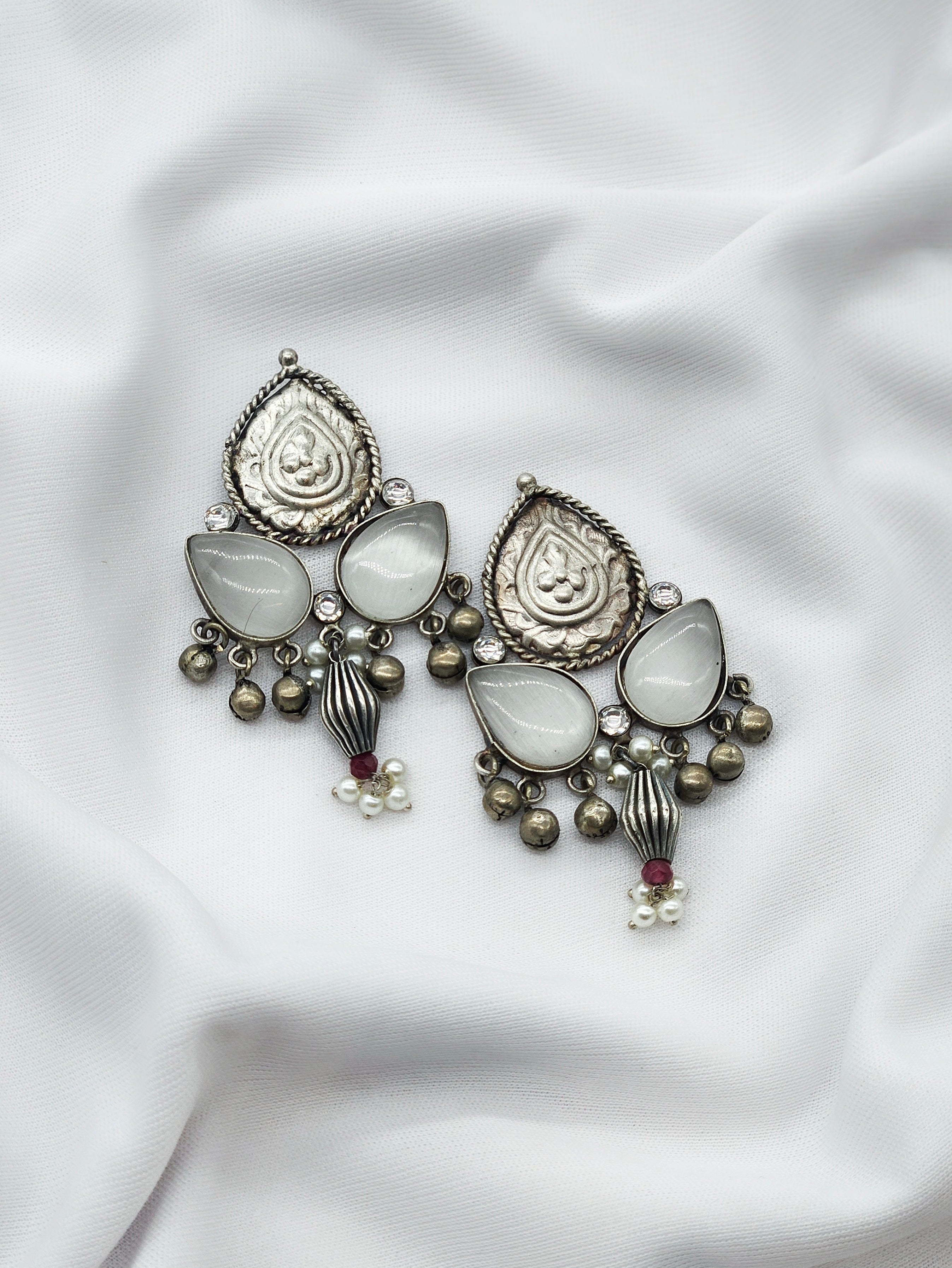 Dual White Stone Earrings for a Subtle Yet Stunning Appeal