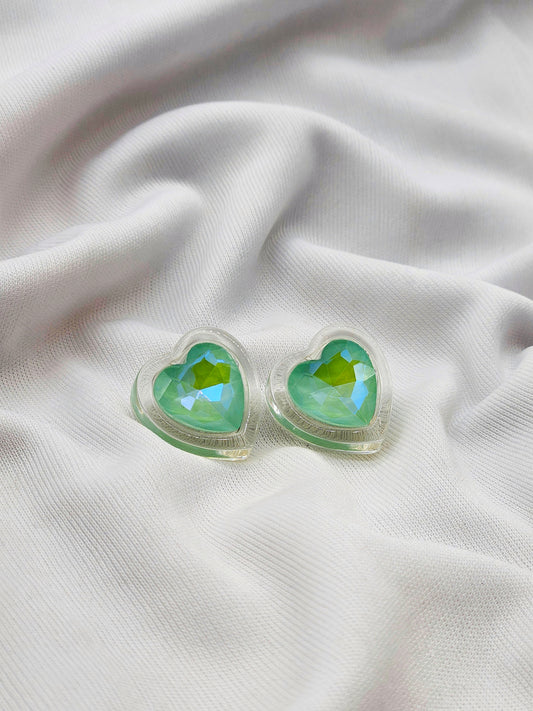 heart shape green trending earring /western earring