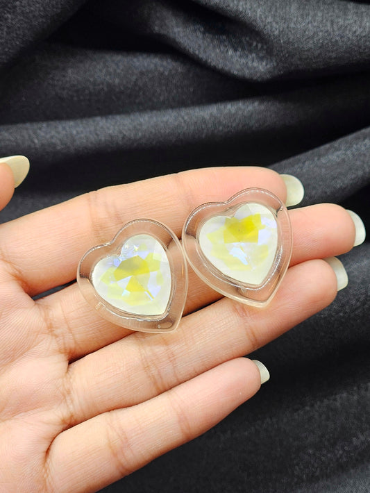 heart shape yellow trending earring /western earring