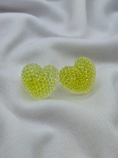 green heart shape earring /western earring