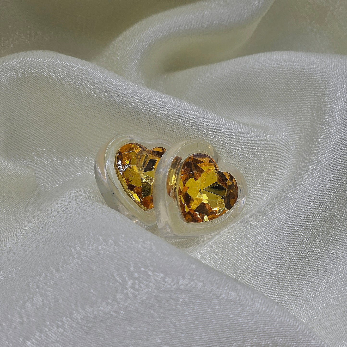 yellow heart shape earring /western earring