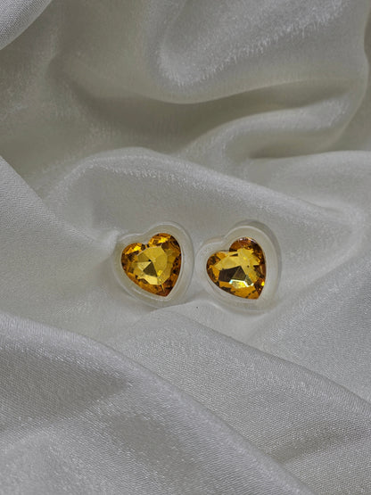 yellow heart shape earring /western earring