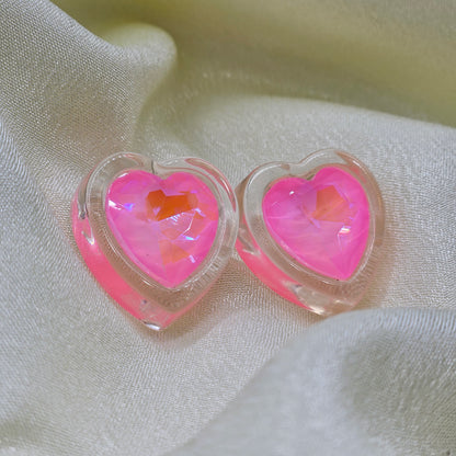 pink heart shape earring /western earring