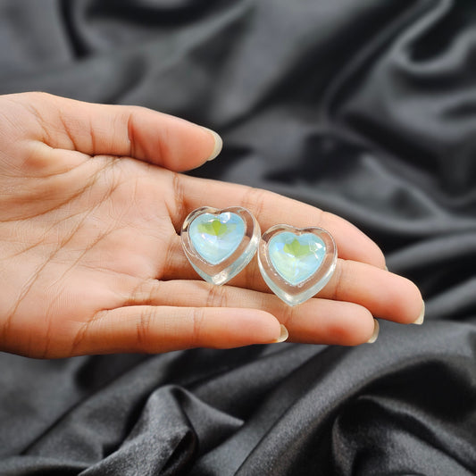 blue heart shape earring /western earring