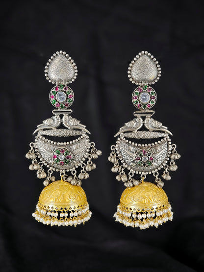 Dual Black Earrings with Luxurious Golden Jhumki Layers