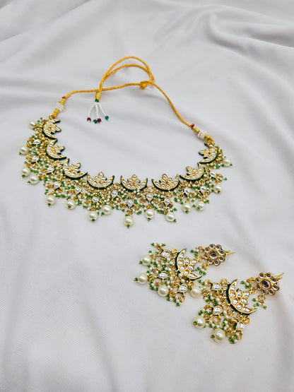 Indriya Demifine Green Kundan Set