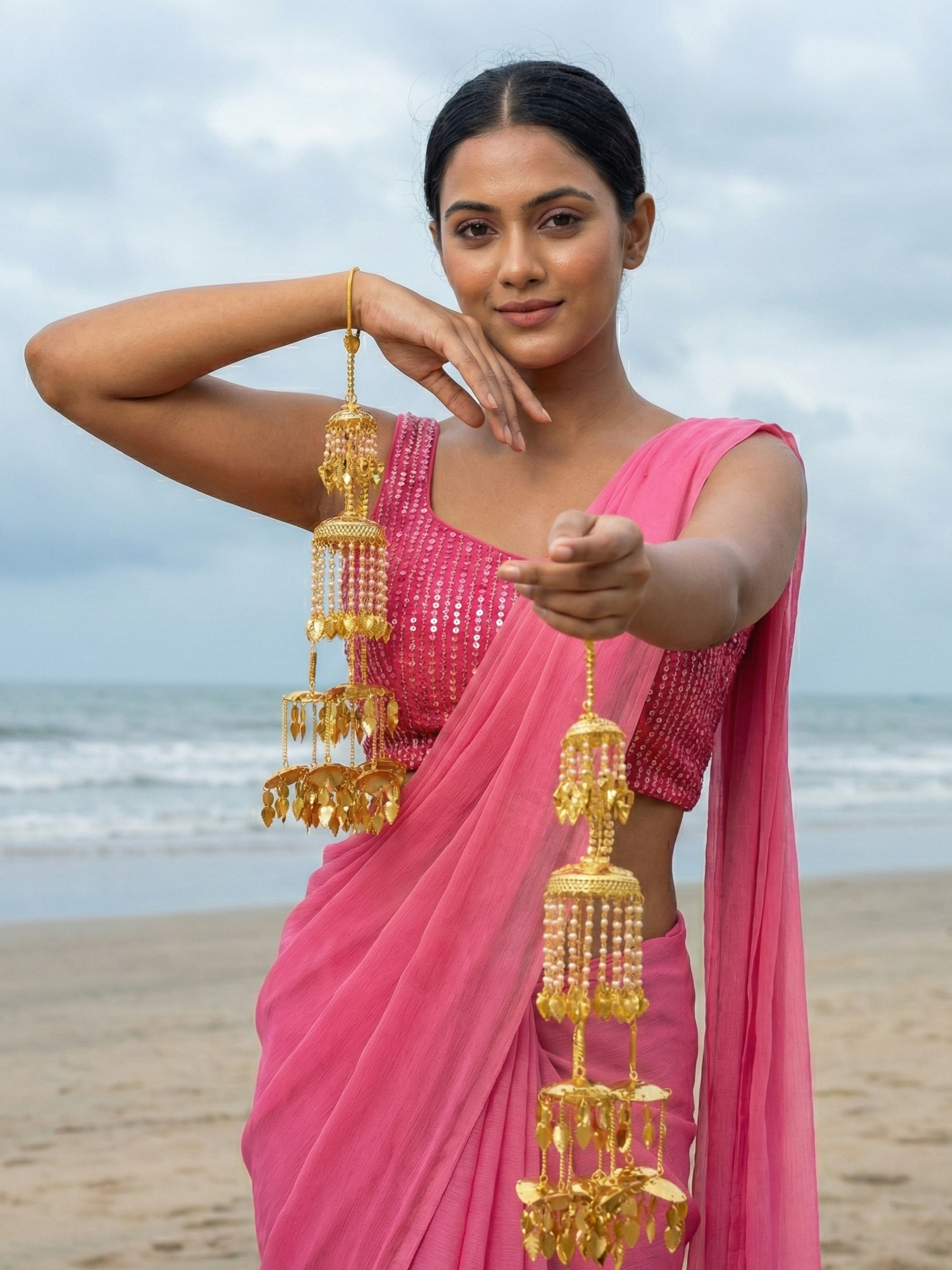 Gold Pearl Leaf Bridal Kaleere for Women | Traditional Multi-Layer Wedding Kaleera | Punjabi & North Indian Bridal Accessory