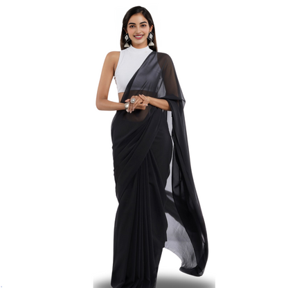 BLACK GEORGETTE SAREE