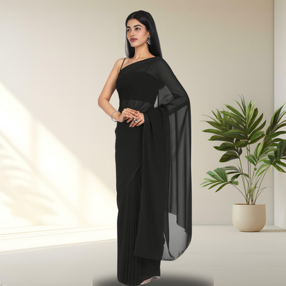 BLACK GEORGETTE SAREE