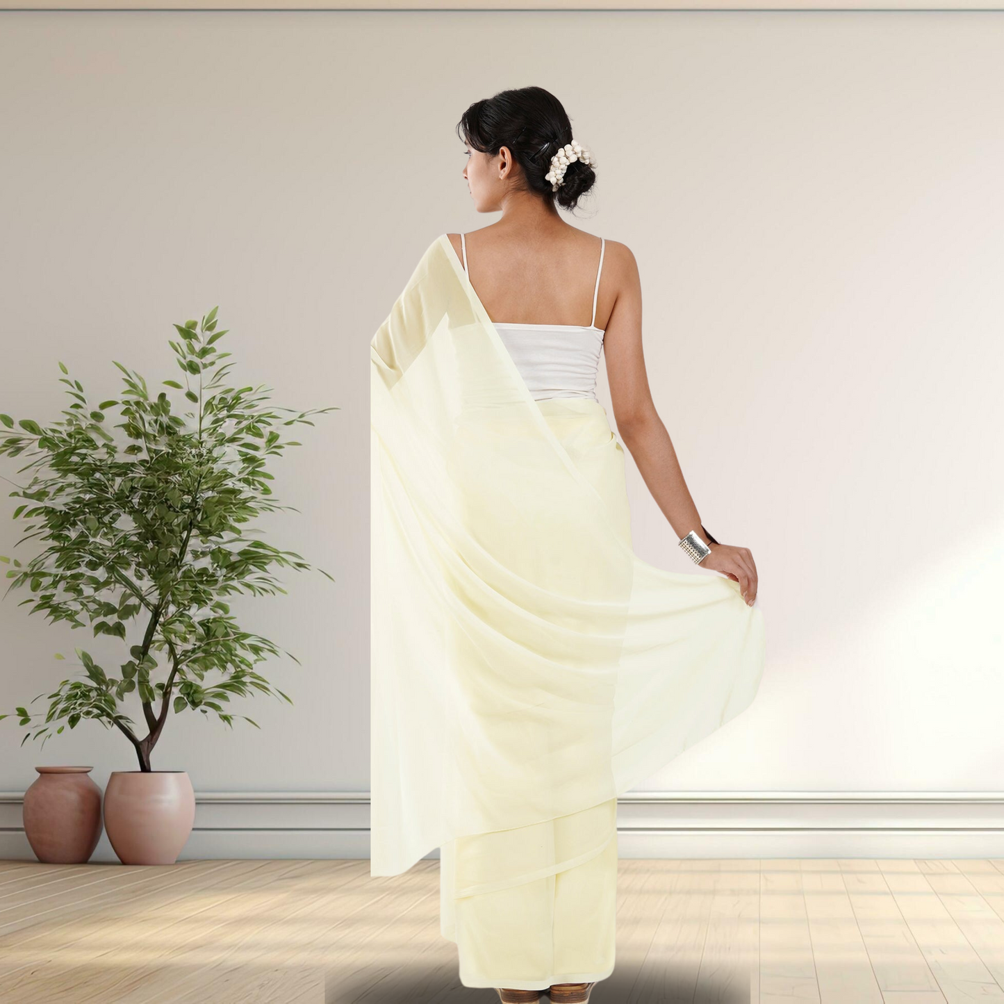 OFF WHITE GEORGETTE SAREE