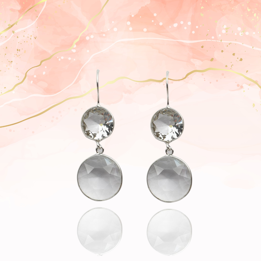 Silver stone earings