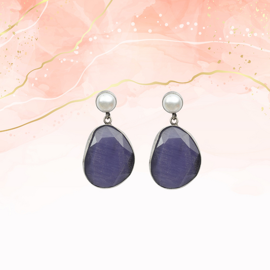 PURPLE PEARL STONE EARRINGS