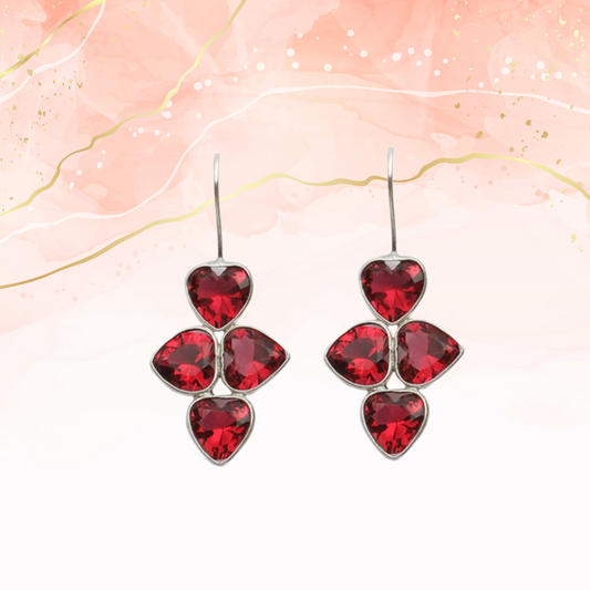 Red stone drop earings