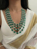 Emerald Green Multi-Layer Stone Necklace | Royal Bridal Statement Necklace for Women