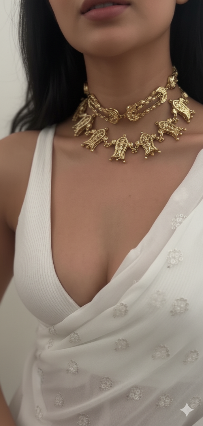 Gold Plated Traditional Temple Style Choker Necklace | Women's Jewellery for Weddings & Ethnic Wear