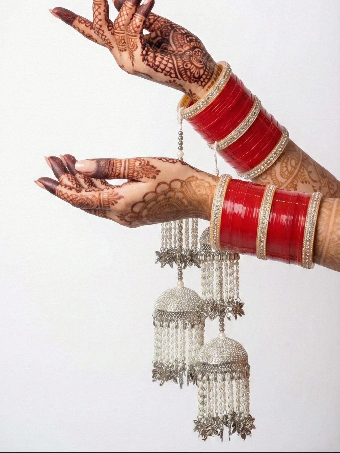 Silver Bridal Kaleere for Women | Traditional Pearl Beaded Wedding Kaleera | Heavy Punjabi & North Indian Bridal Accessory