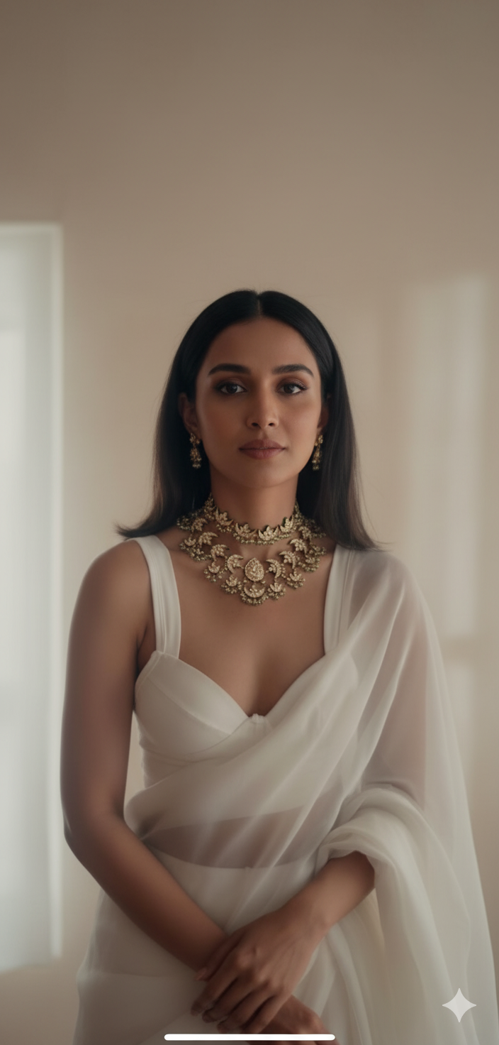 Kundan and Pearl Gold Plated Bridal Choker Necklace Set | Women’s Ethnic Wedding Jewellery