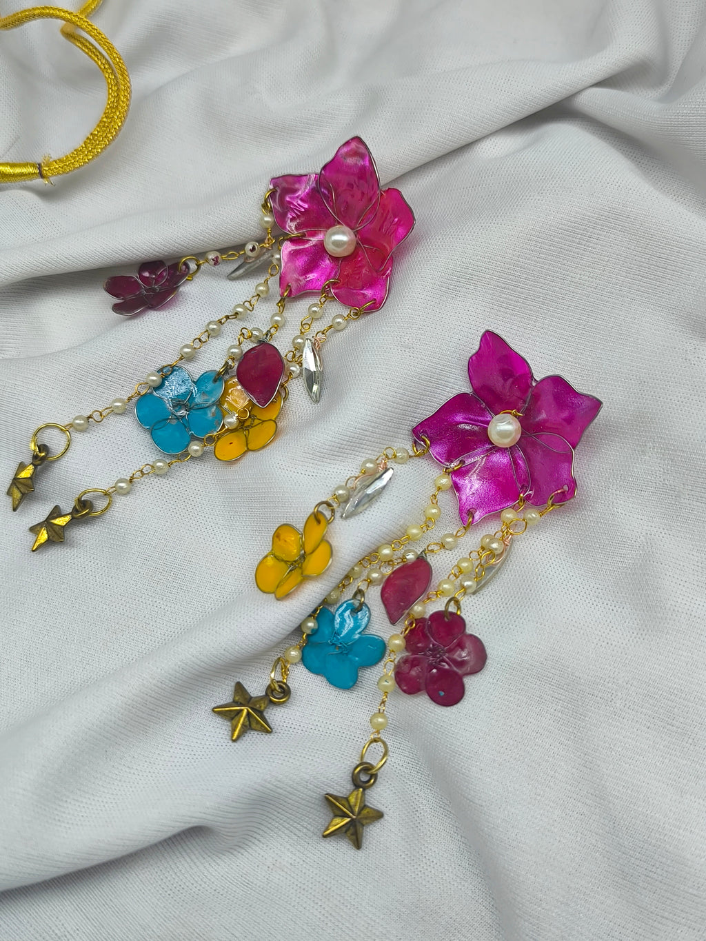 Resin Floral Necklace Set with Earrings | Handmade Multicolor Flower Jewellery