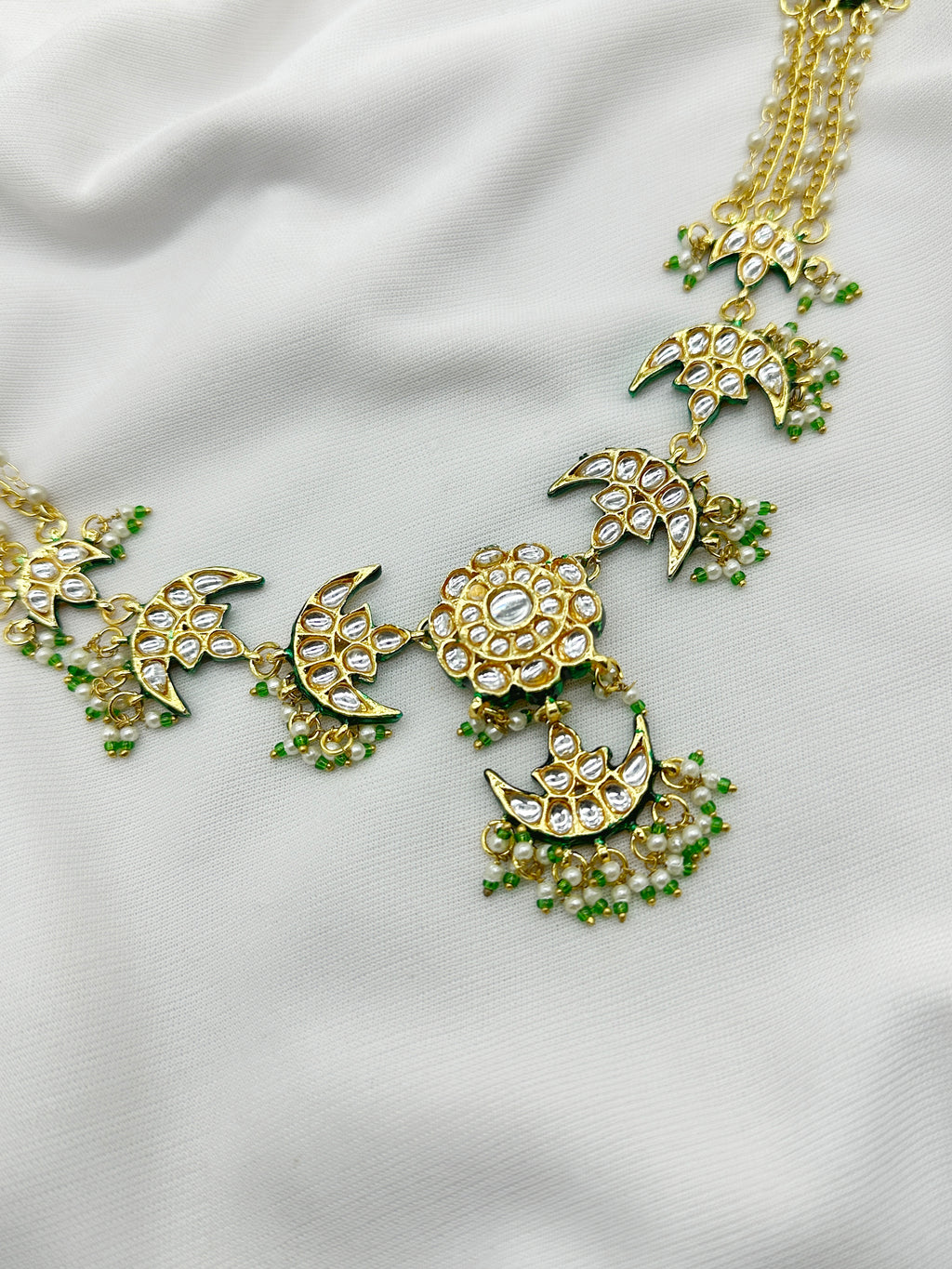 ZAVERI DEMIFINE KUNDAN SET GREEN