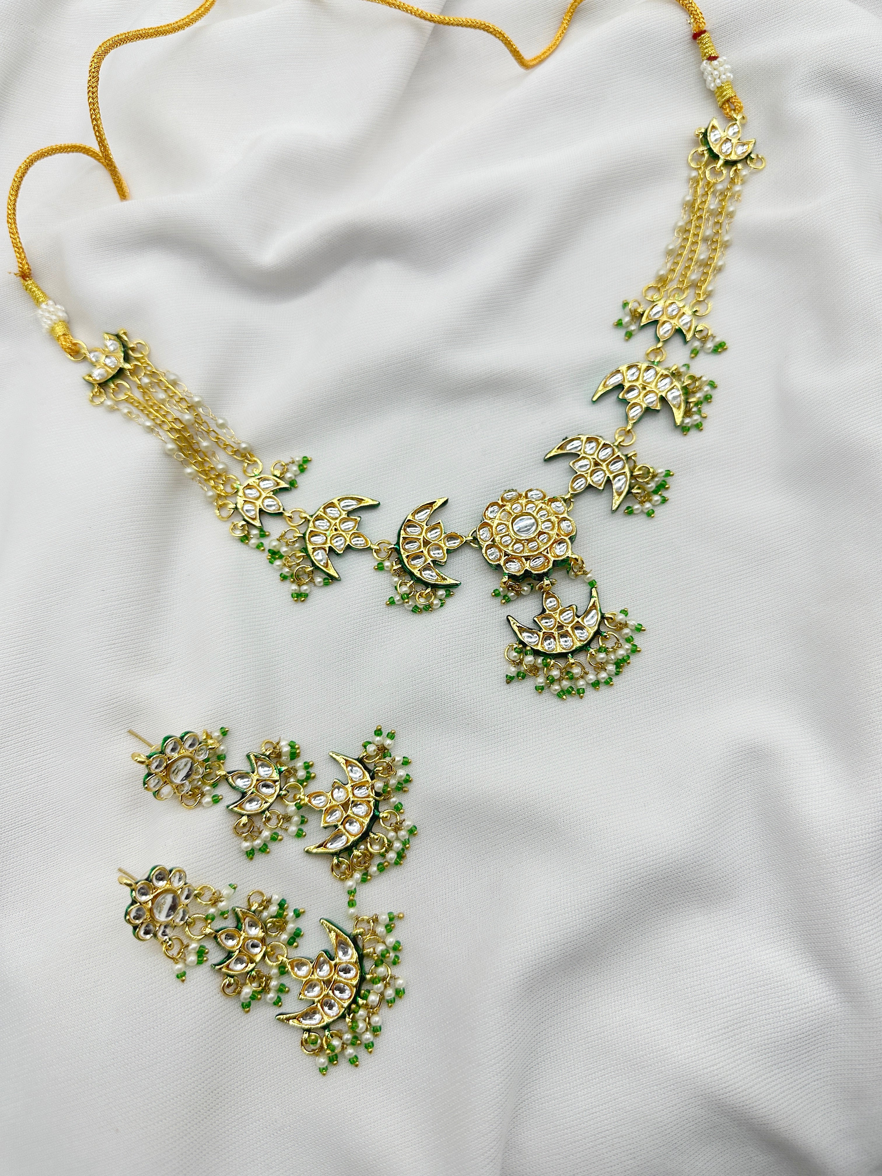 ZAVERI DEMIFINE KUNDAN SET GREEN