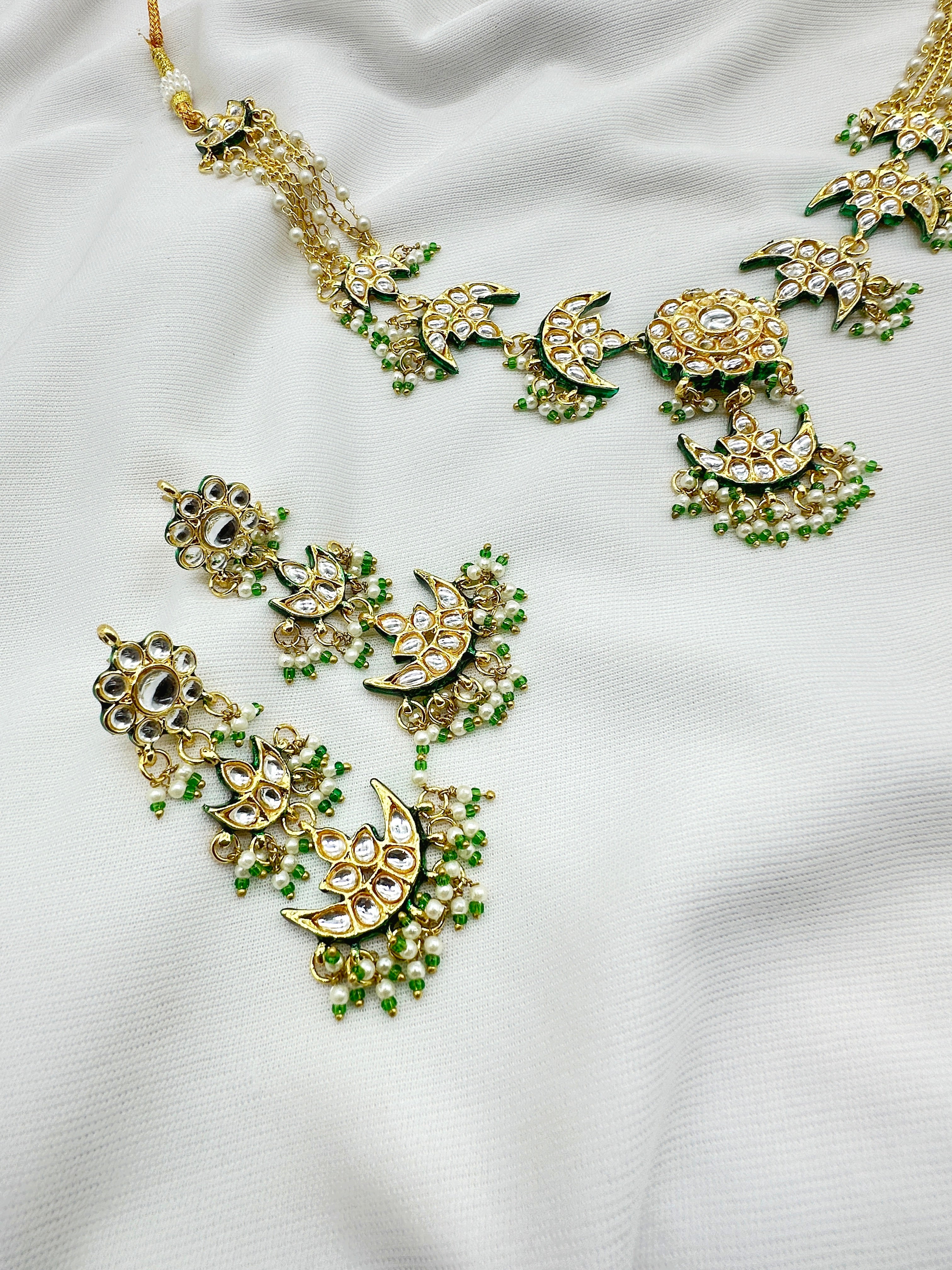 ZAVERI DEMIFINE KUNDAN SET GREEN