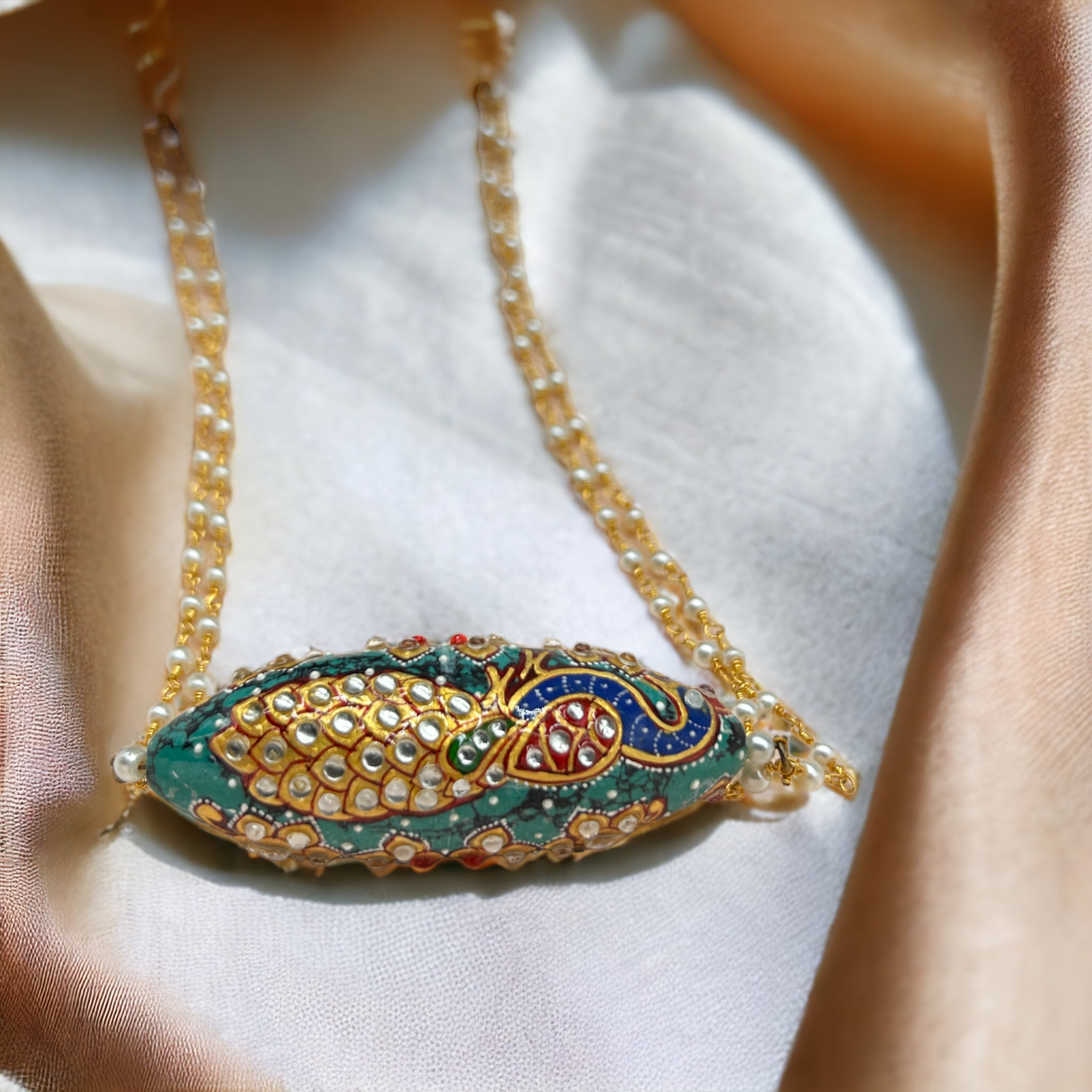 GOLD MEENA FIROZA PENDANT