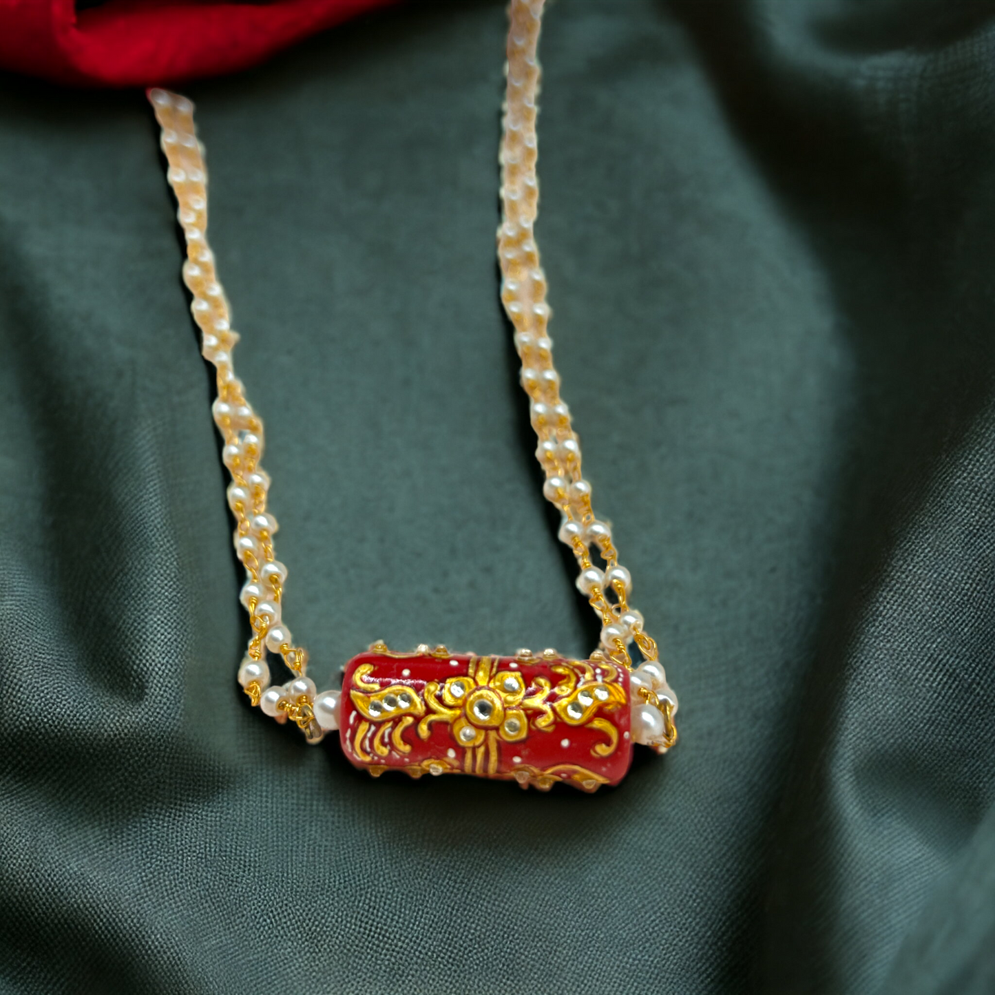 Golden meena red topaz earrings