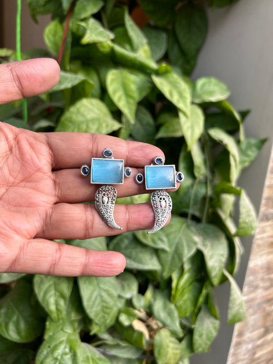 "Vyoma Monalisa Blue Stone Earring – Radiant Elegance in Blue Hues, Affordable Opulence"