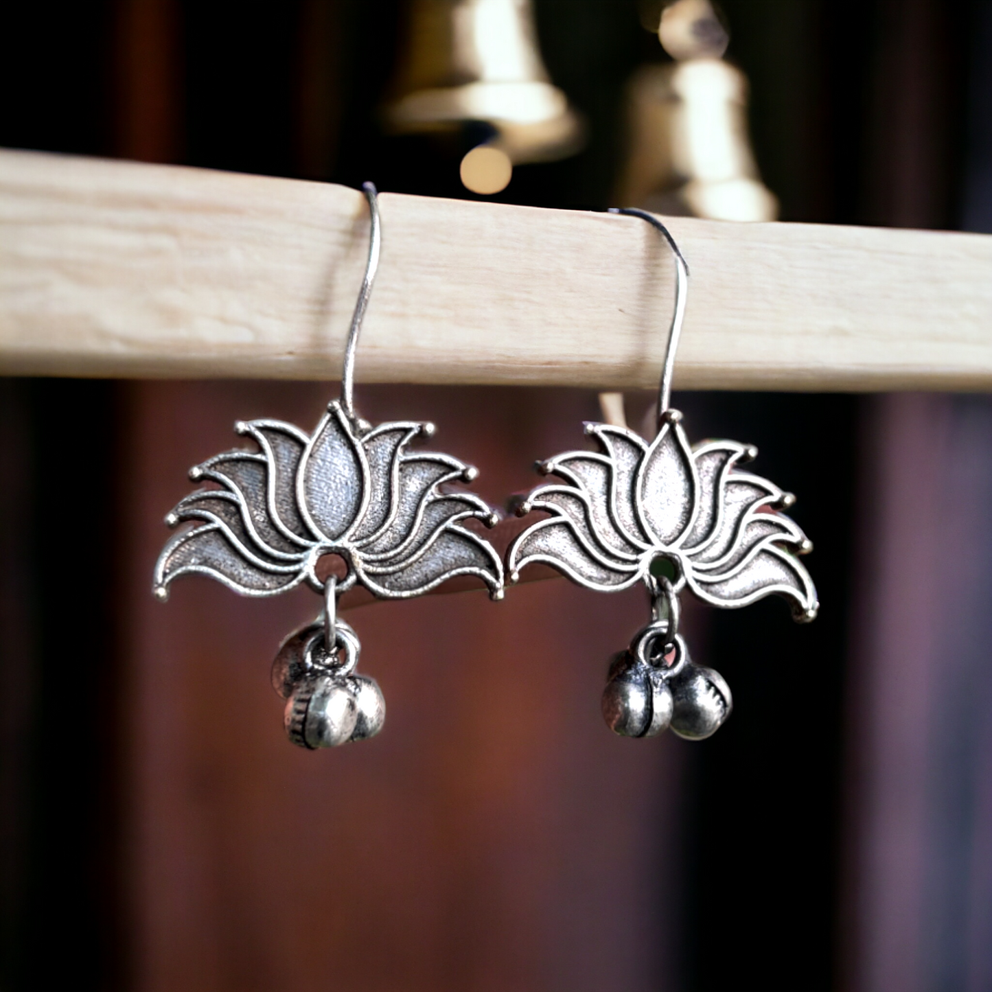 "Vyoma Lotus Oxidised Earring – Timeless Beauty with Modern Edge, Affordable Elegance