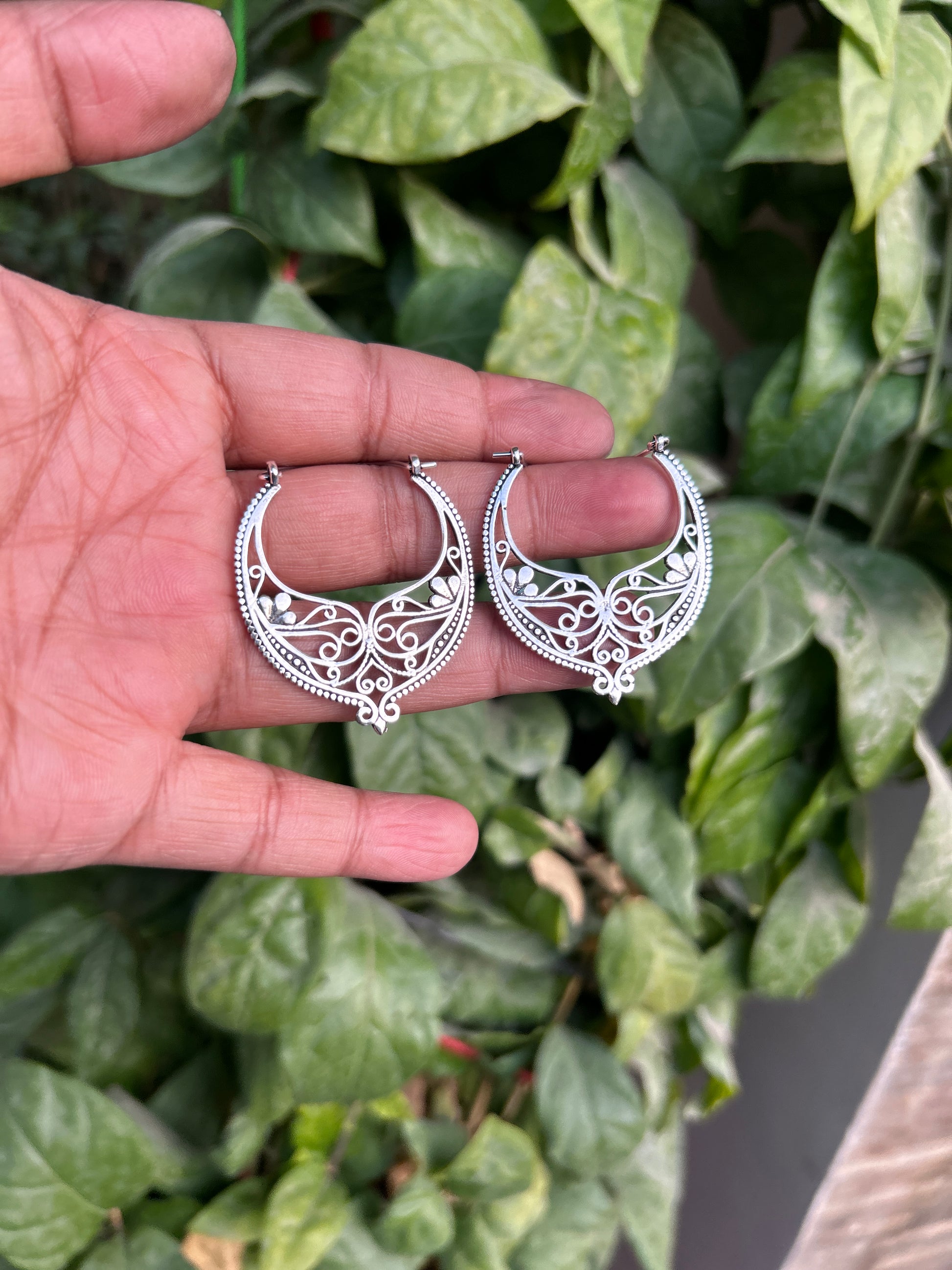 Moon Cut Oxidised Earring India