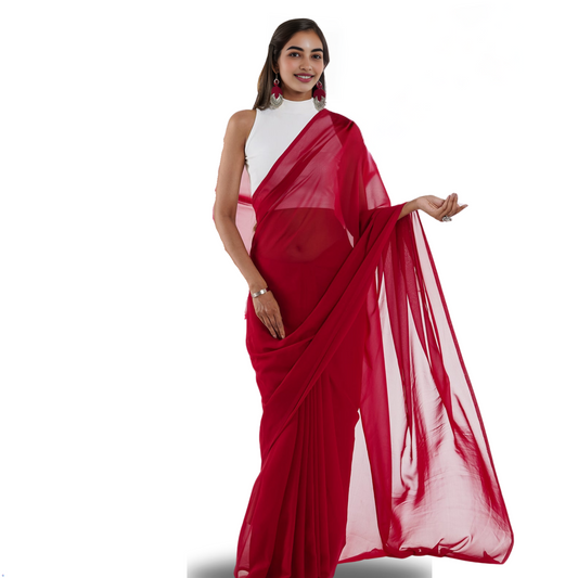 RUBY RED GEORGETTE SAREE