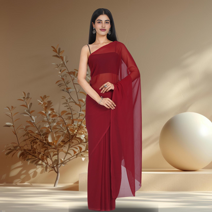 RUBY RED GEORGETTE SAREE