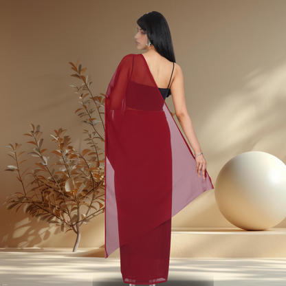 RUBY RED GEORGETTE SAREE