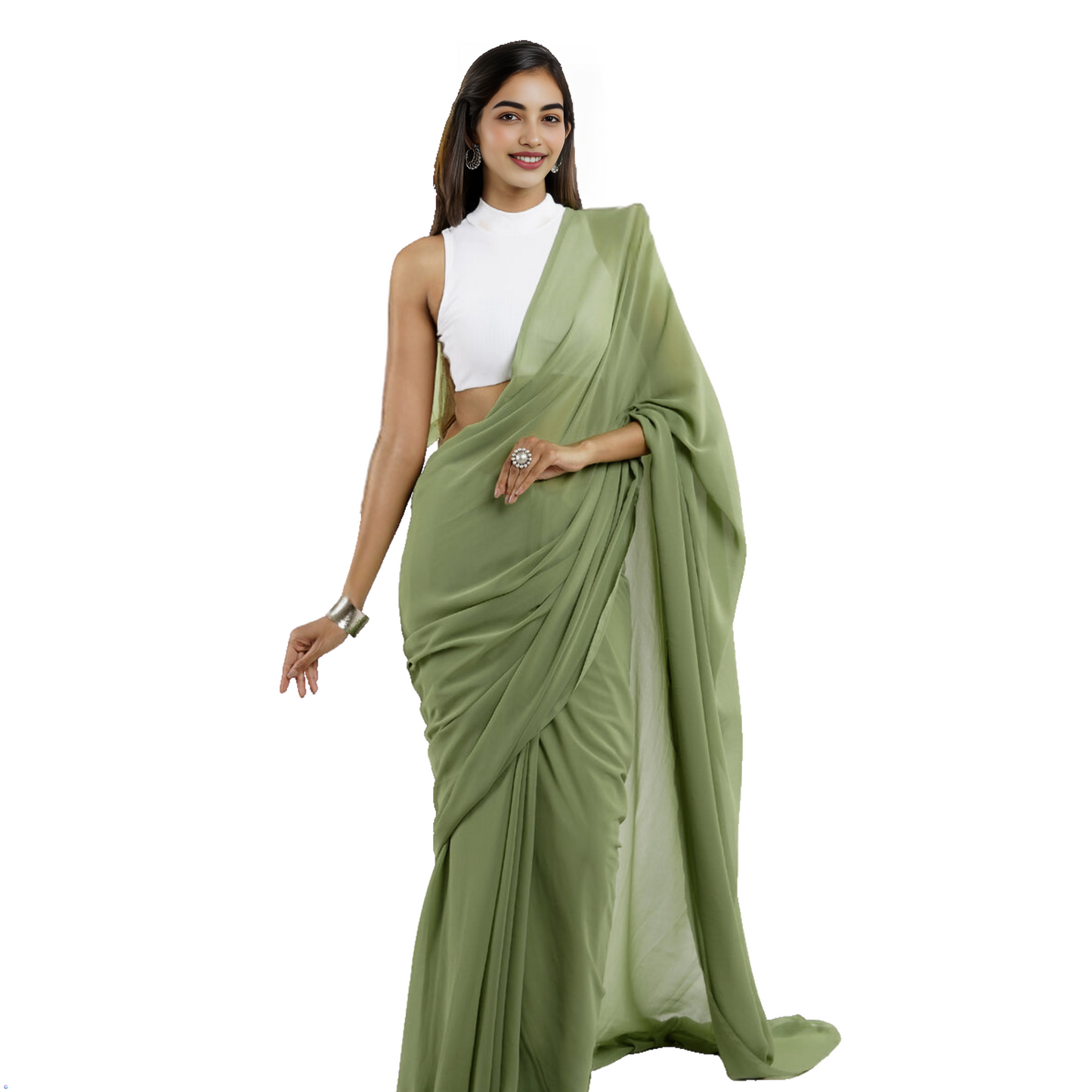 OLIVE GEORGETTE SAREE