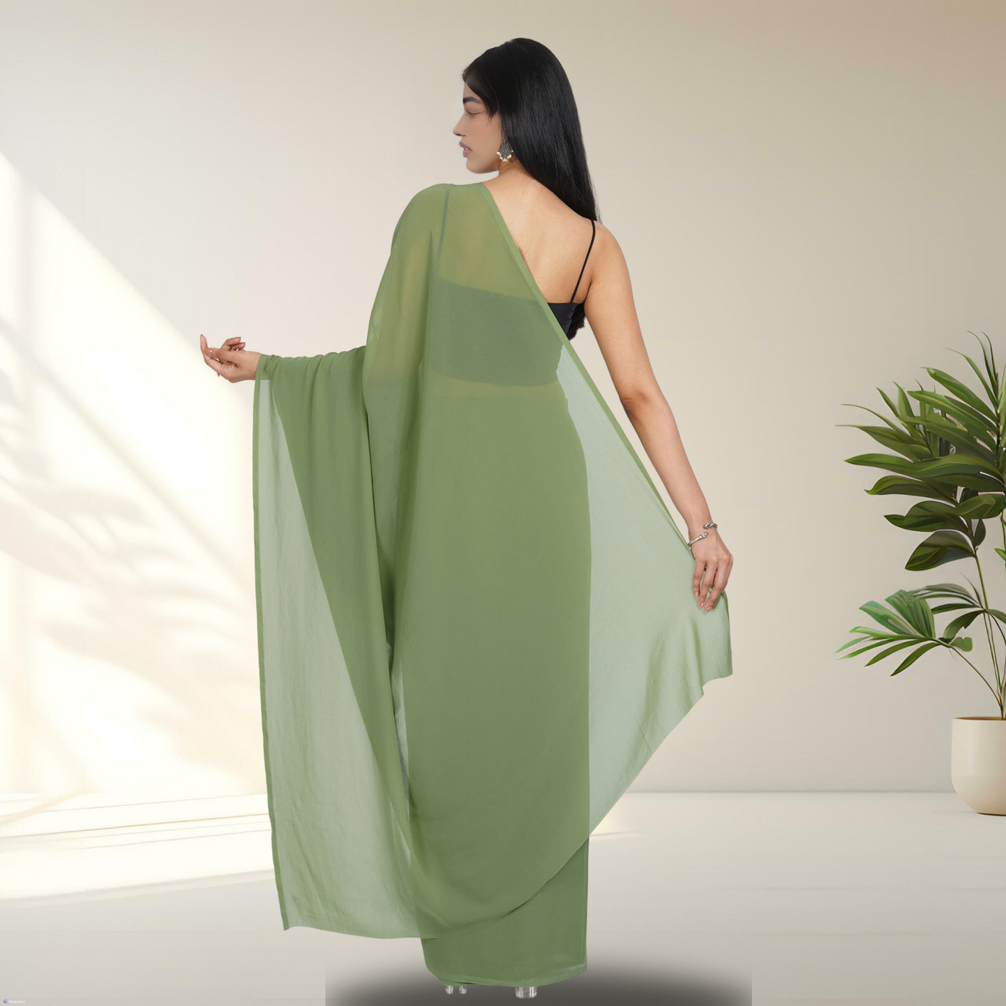 OLIVE GEORGETTE SAREE