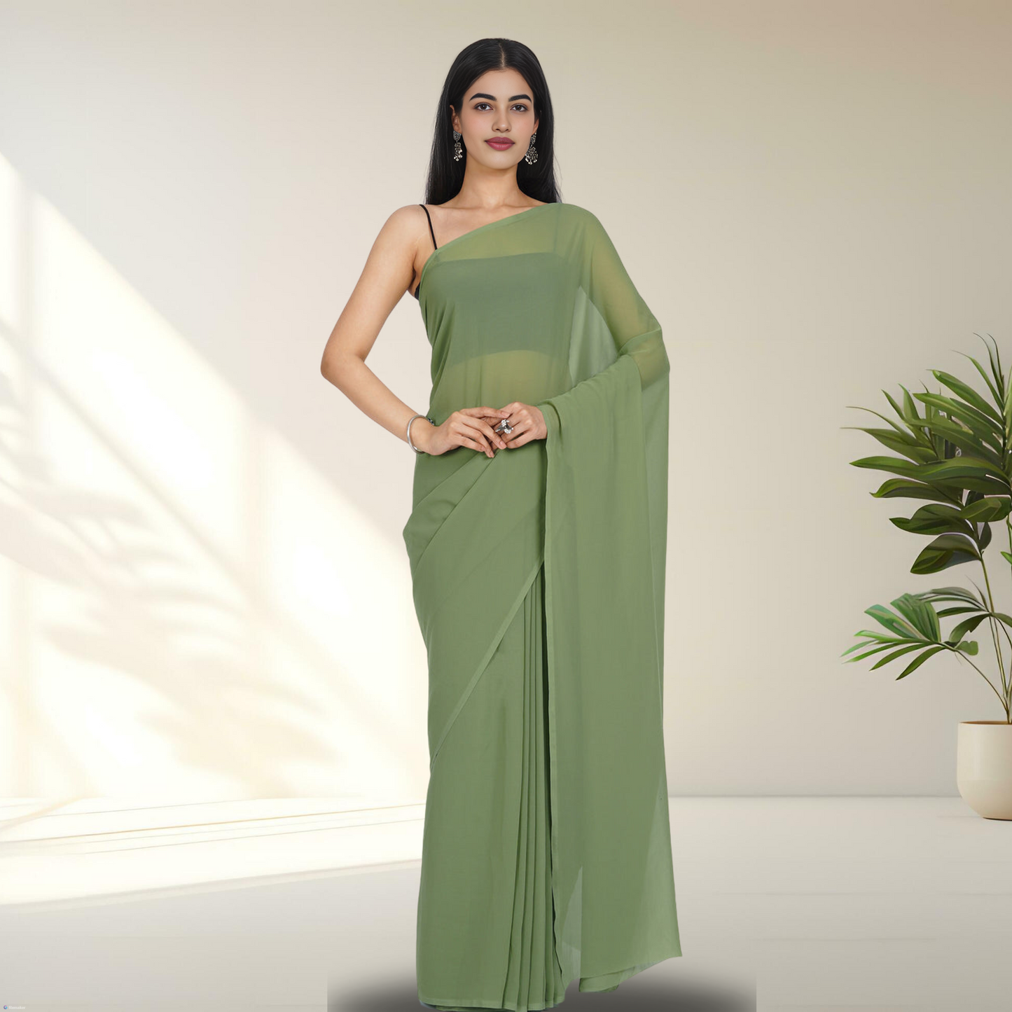 OLIVE GEORGETTE SAREE